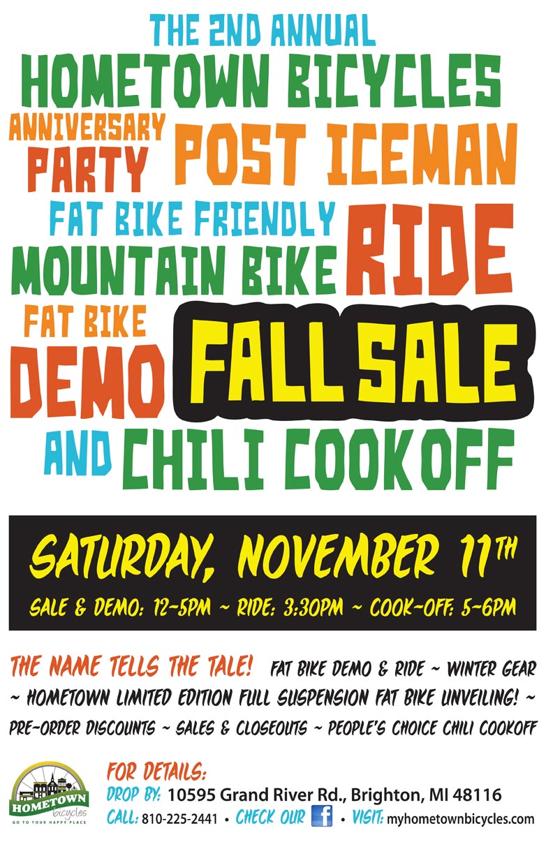 Hometown Bicycles Novemberfest flier