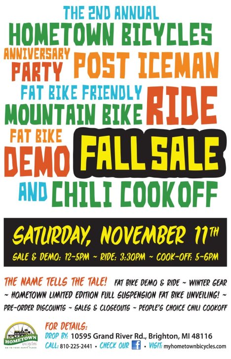 Hometown Bicycles Novemberfest flier