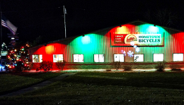 Christmas lights at Hometown Bicycles